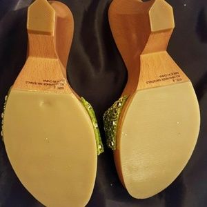 Spin | Shoes | Sexy Spin Brand New Green Glitter Mule Heels | Poshmark